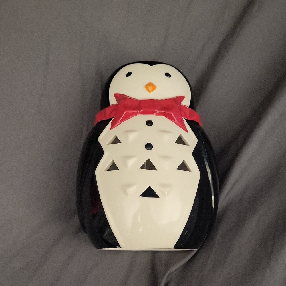 Penguin Ceramic Lantern with Red Bow